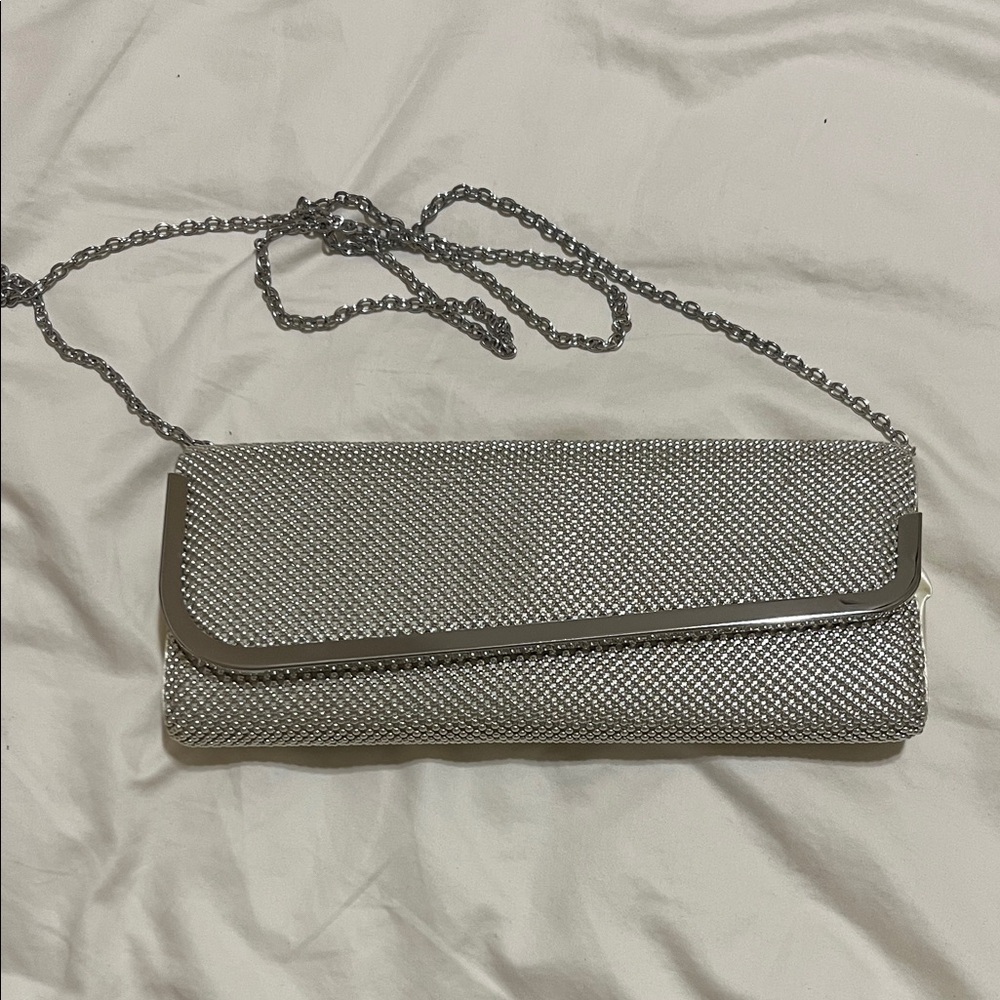 Jessica McClintock Silver Mesh Clutch